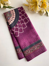 Blend Silk Bandhani Printed & Kantha Work Embroidery Saree